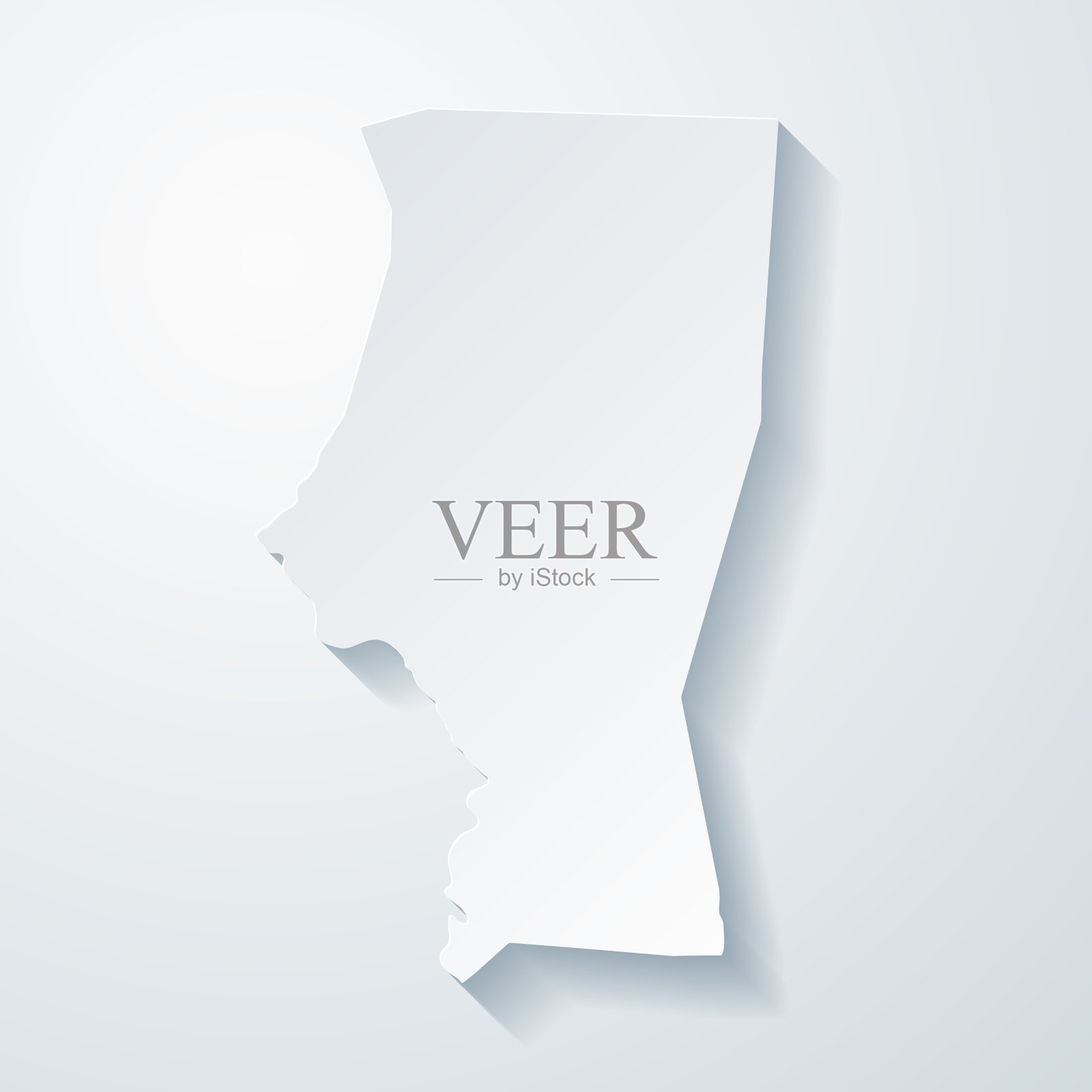 北卡罗莱纳州的艾瑞德尔县。地图与剪纸效果的空白背景插画图片素材