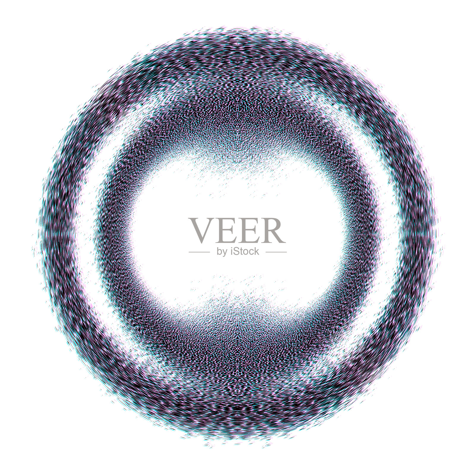 圆帧与复制空间和故障技术插画图片素材