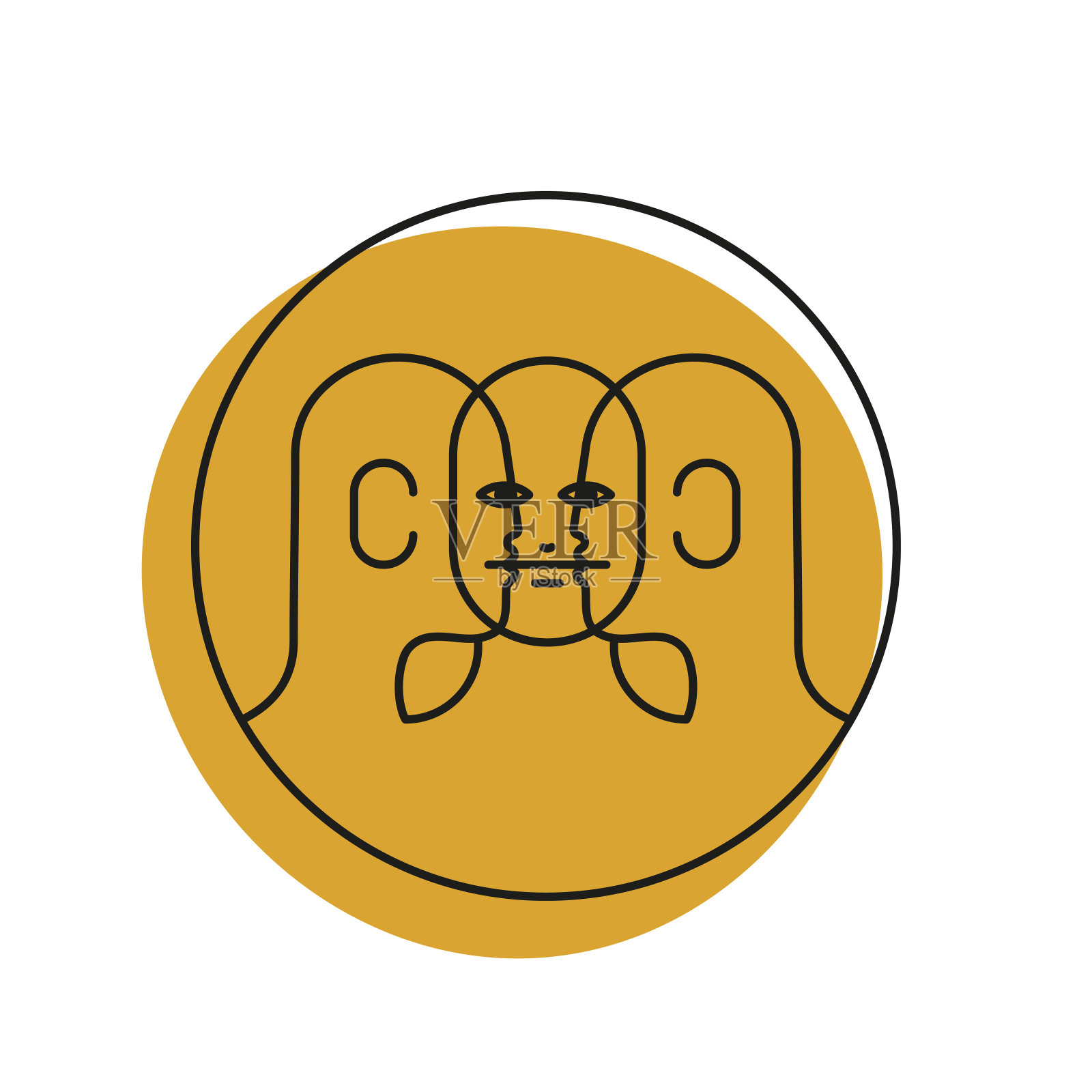 线条绘画抽象人物在彩色背景的圆圈。现代平面矢量插图。连续线条艺术。简约的轮廓。采购产品海报，墙上艺术，手提袋，移动案例。插画图片素材