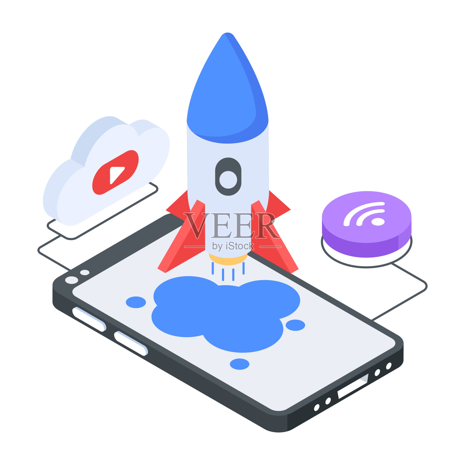 无线技术等距图标插画图片素材