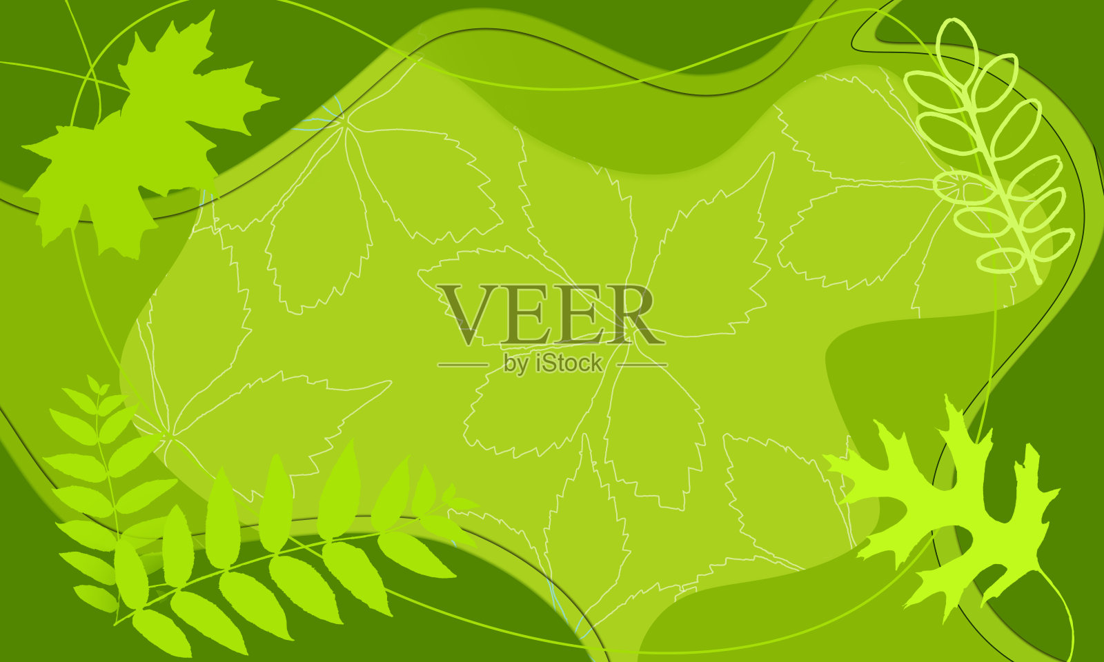 现代小背景与树叶和复制空间-绿色插画图片素材