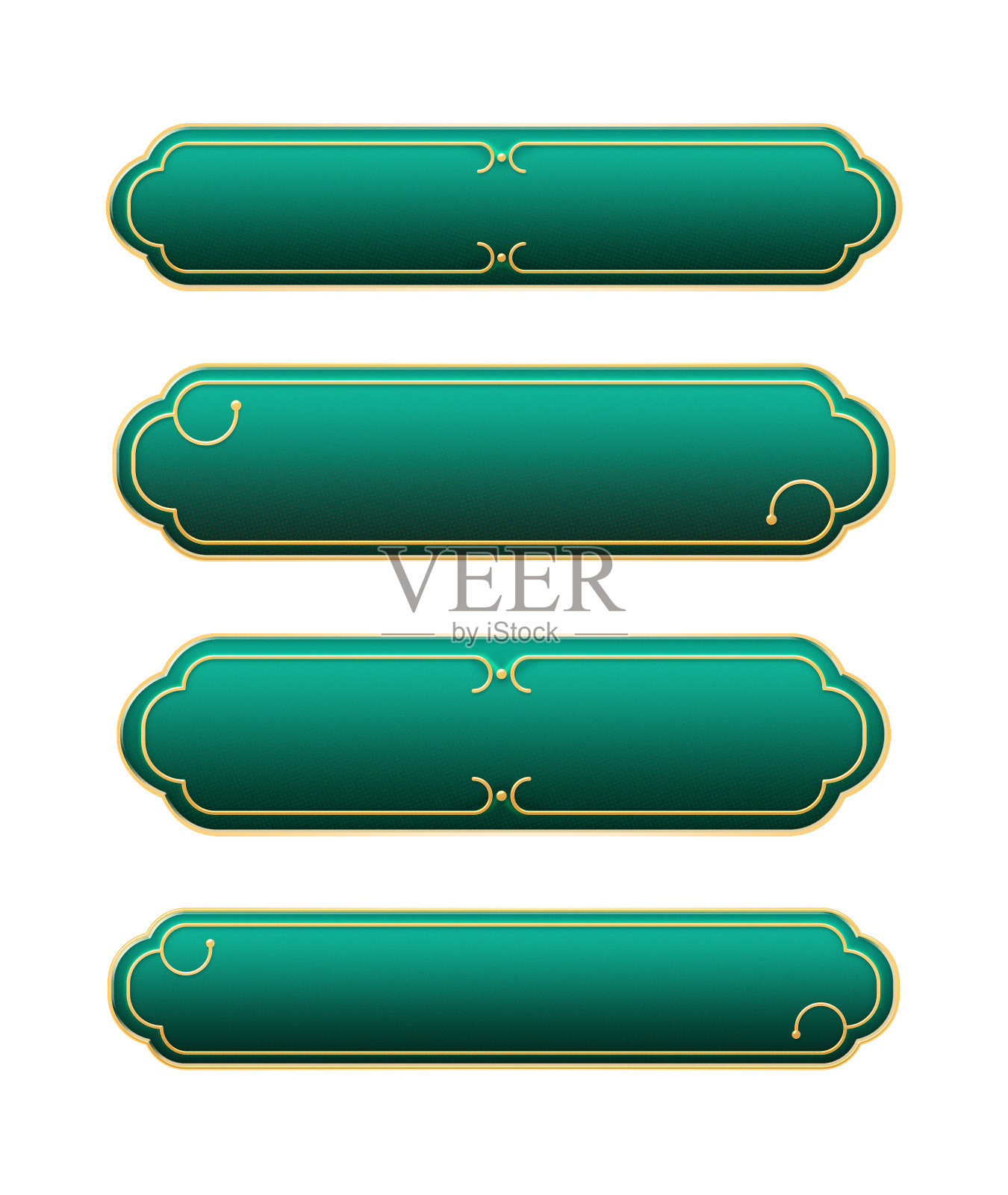 简单的3d绿松石绿色曲线优雅的黄金溢价更长小框架横幅，文本框，代金券，优惠券，按钮，cta。插画图片素材