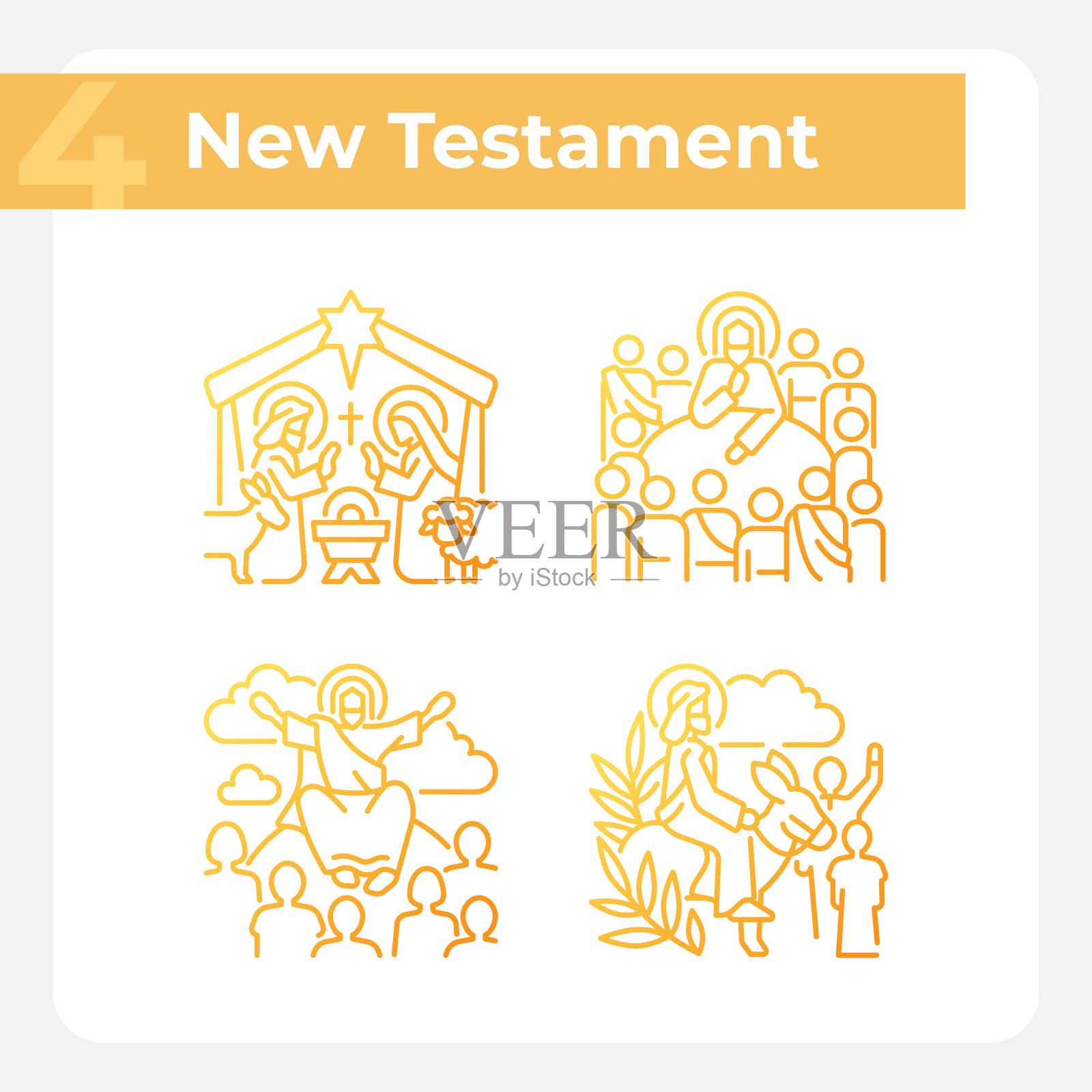 耶稣部梯度线性矢量图标集插画图片素材