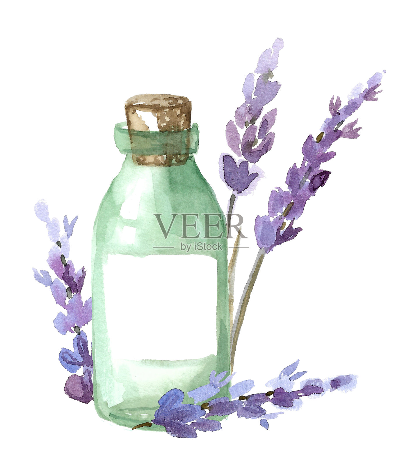 一个简单的绿色玻璃液体瓶插画图片素材