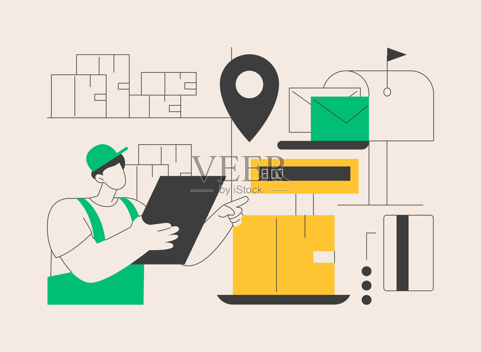 邮局抽象概念矢量插图。插画图片素材
