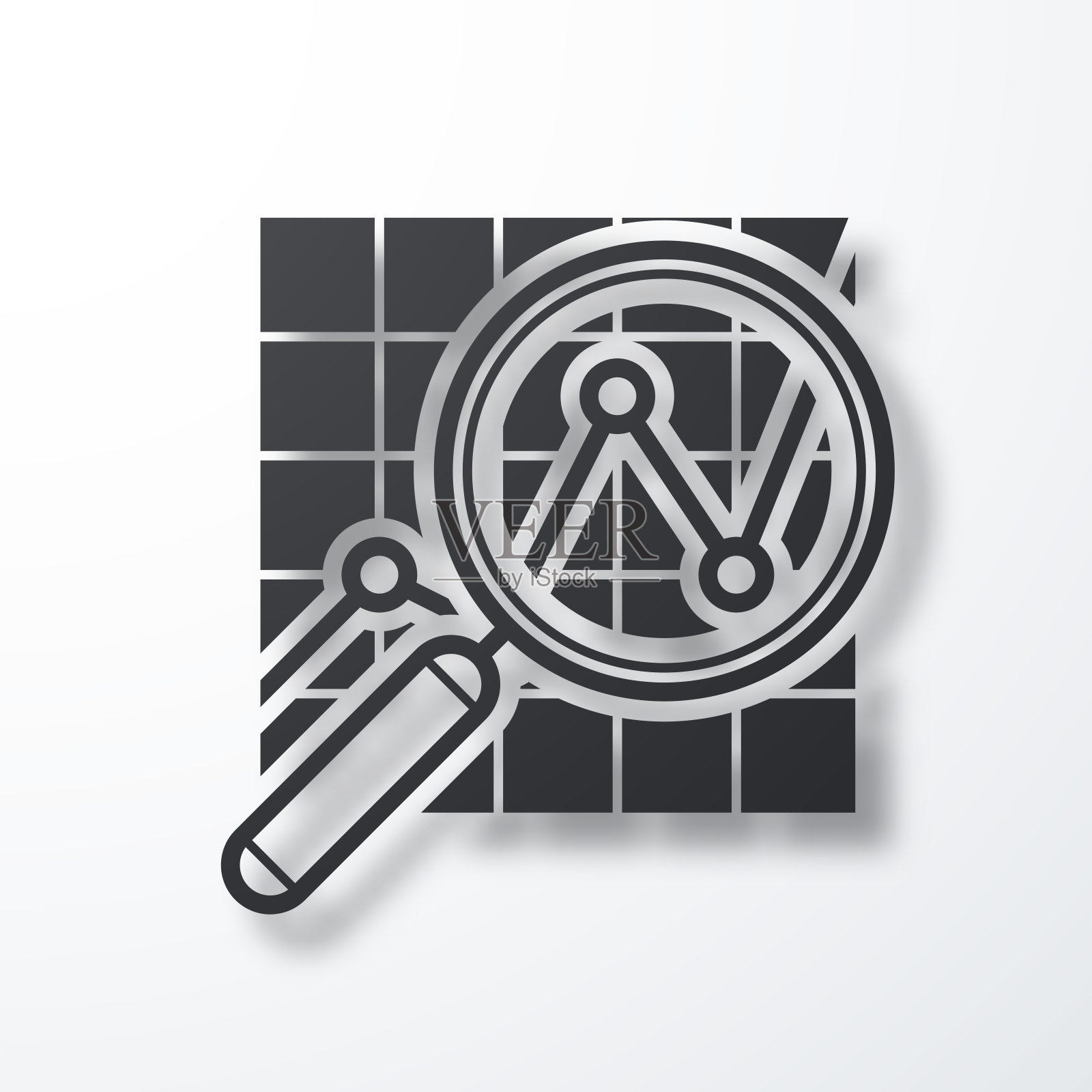 数据分析。白色背景上的阴影图标插画图片素材