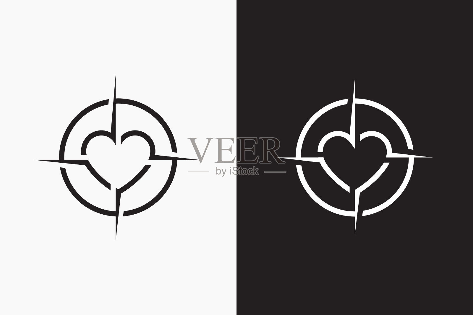 情人节情侣抽象黑白复古概念标志插画图片素材