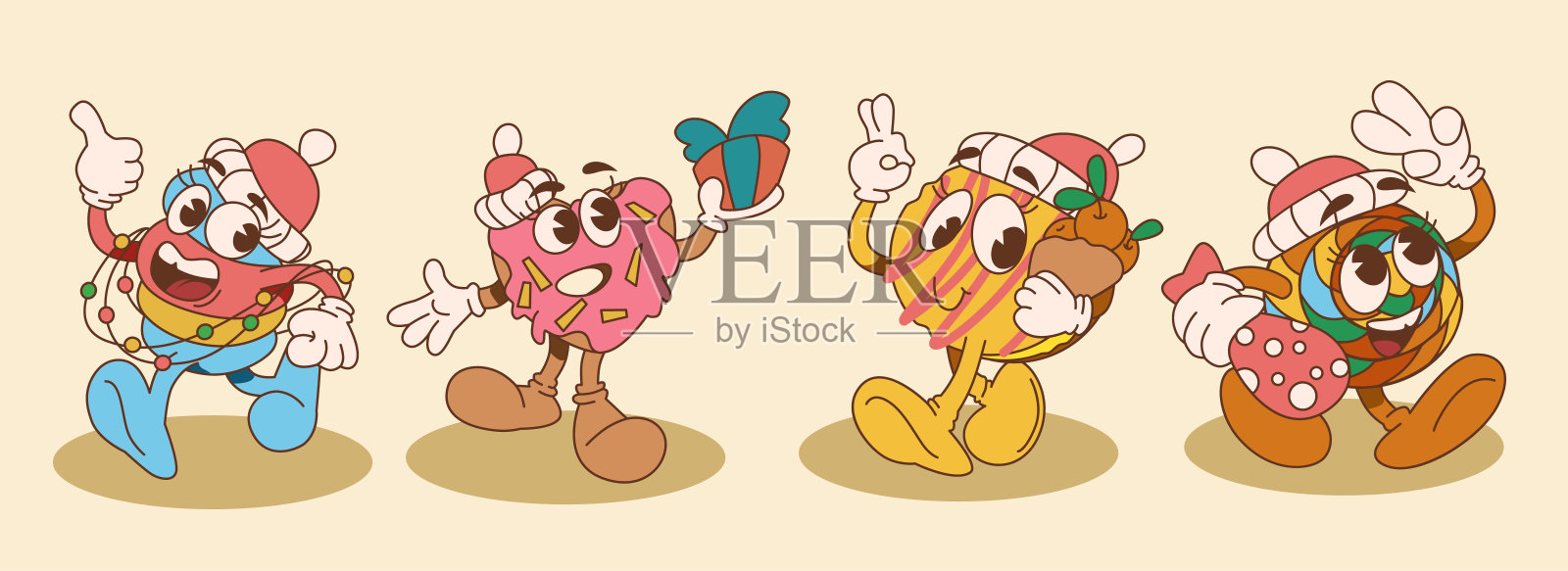 Groovy和有趣的复古复古字符矢量插画图片素材