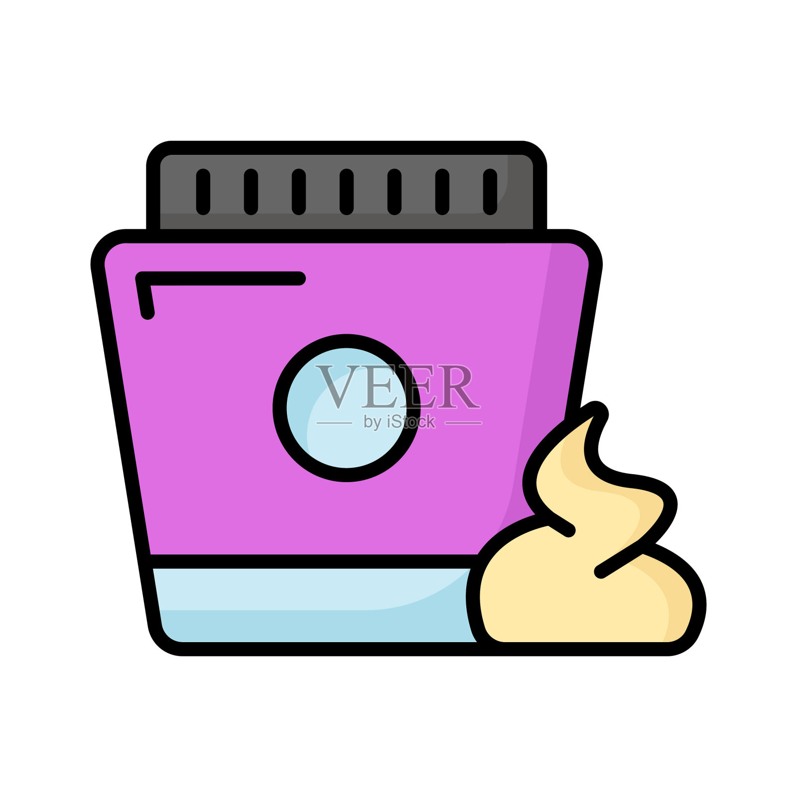 美容面霜罐，面霜，保湿乳液，化妆品icon。插画图片素材