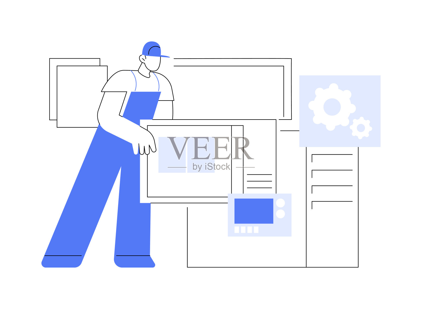 IT外设修复孤立的卡通矢量插图。插画图片素材