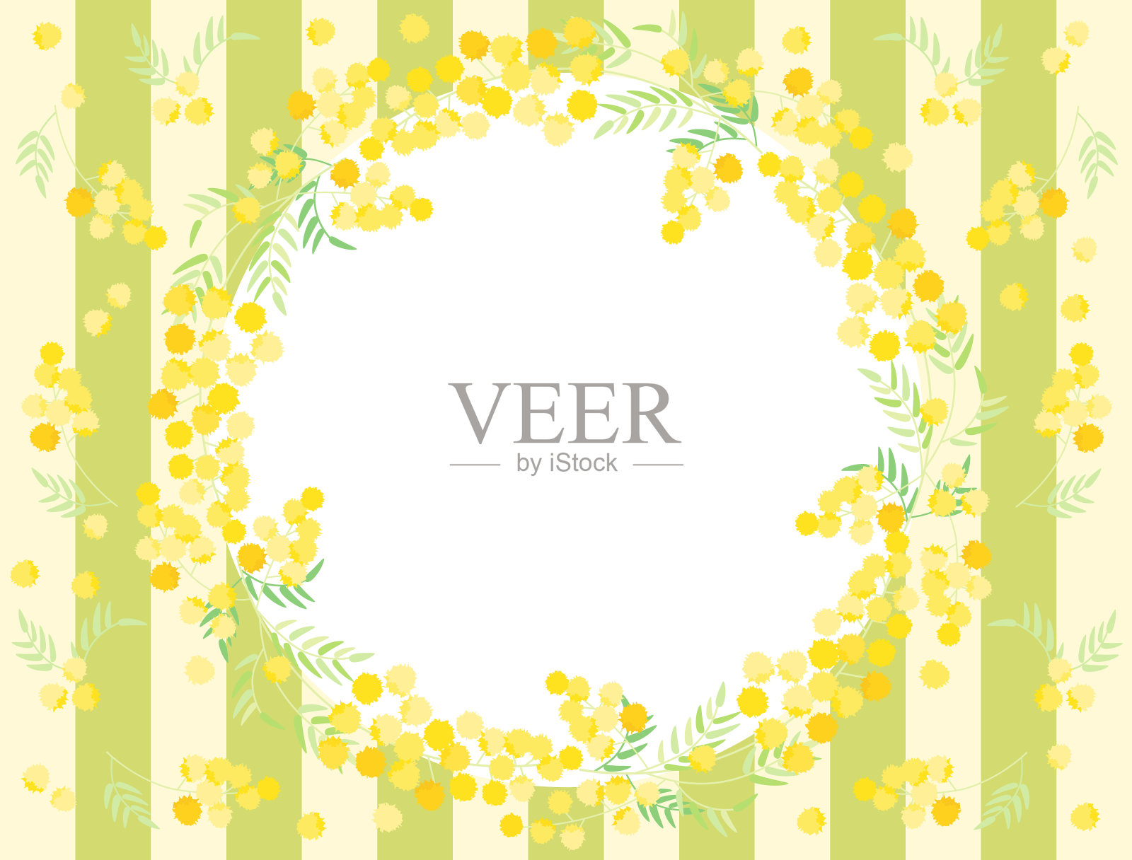 以含羞草和金合欢为灵感的花环插画图片素材