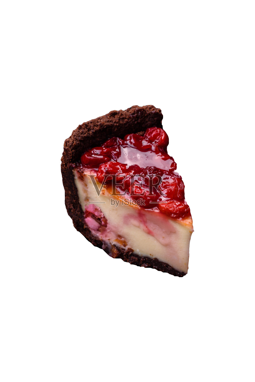 美味甜美的芝士蛋糕，配上马斯卡彭奶酪、樱桃莓和果酱照片摄影图片