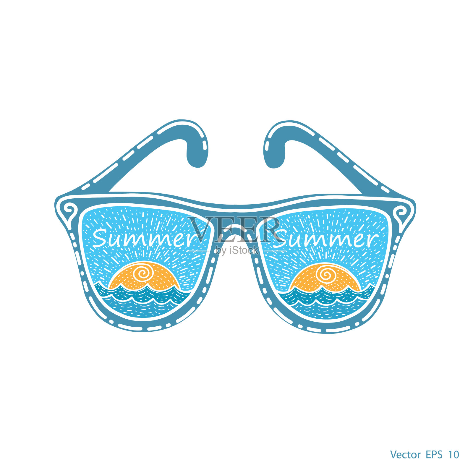 太阳镜。在海滩上放松。插画图片素材