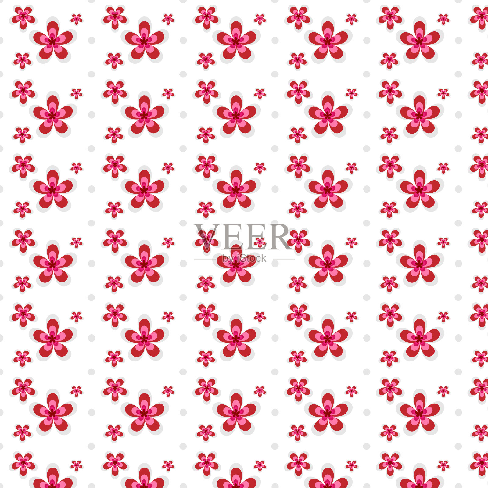 无缝的背景与粉红色和白色的花。插画图片素材