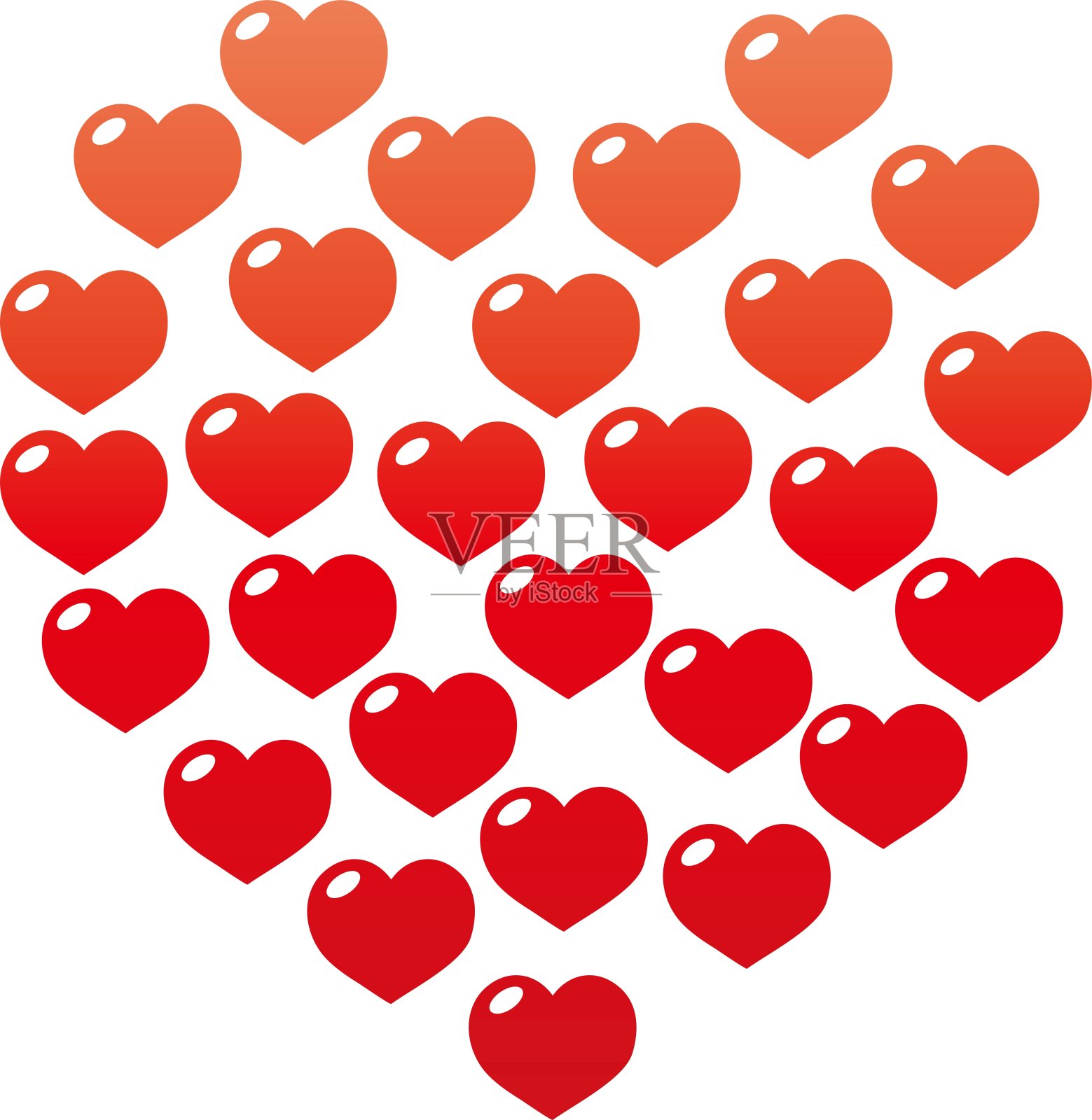 大量的心形和大心形/插图材料(矢量插图)插画图片素材