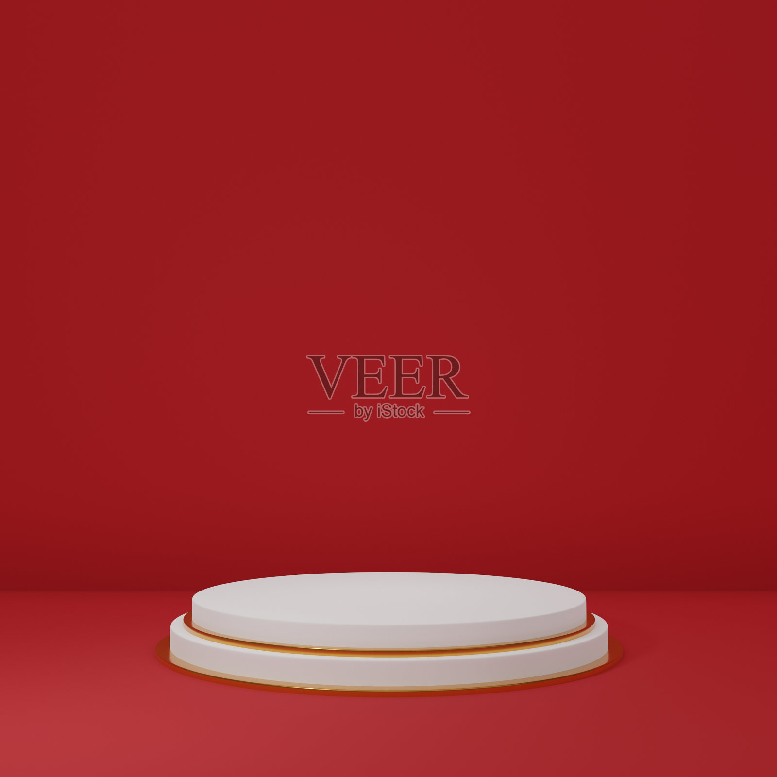 红屋产品架，工作室场景，极简设计，3D渲染，中国新年照片摄影图片