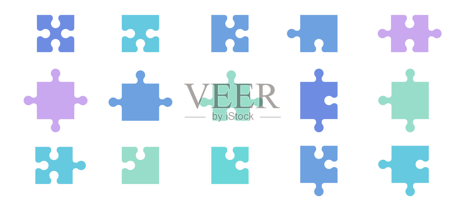 彩色拼图插图集插画图片素材