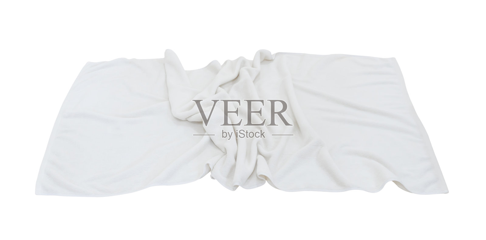 使用后的白色皱巴巴的毛巾被隔离在白色的背景上照片摄影图片