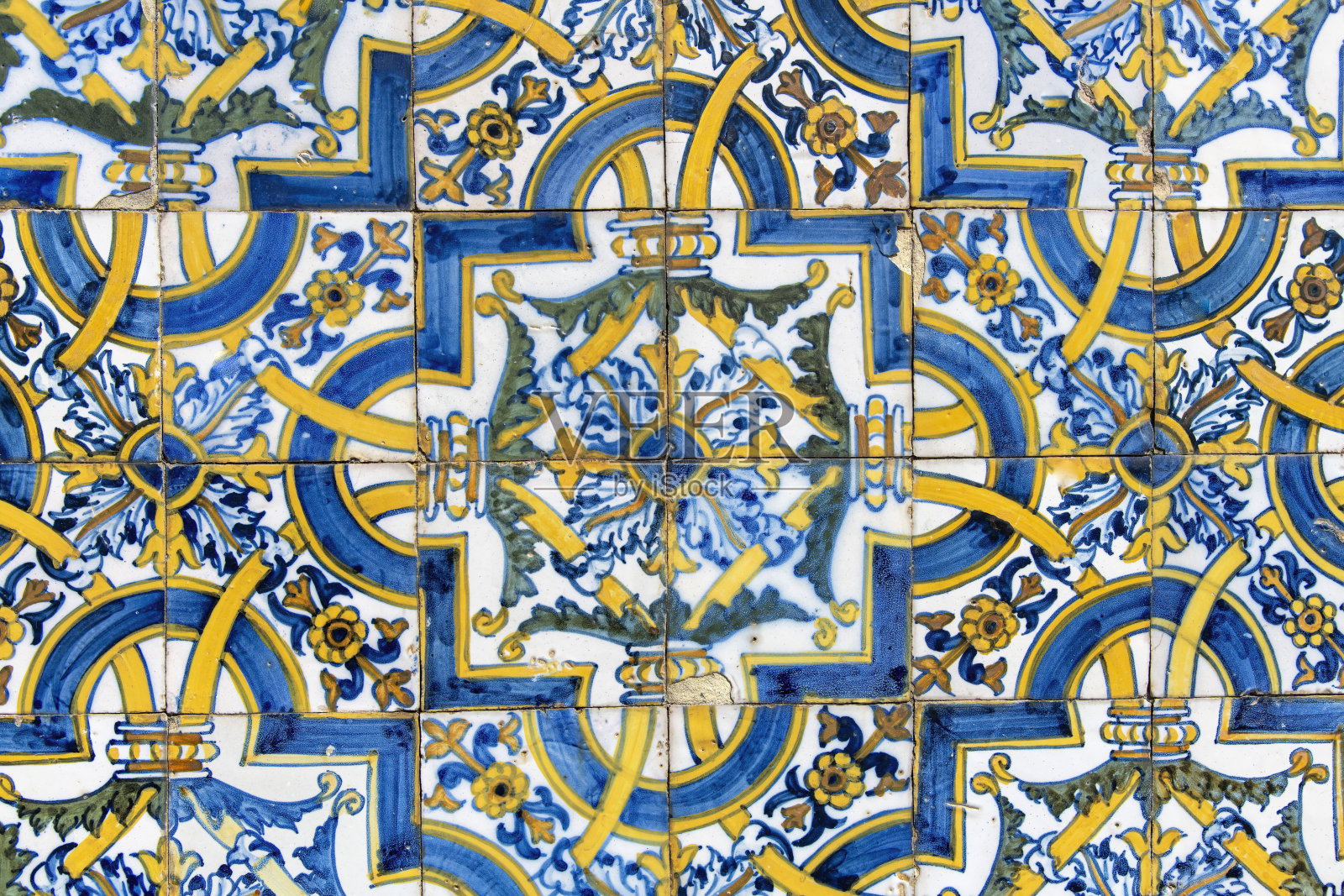 葡萄牙的釉面蓝色瓷砖照片摄影图片