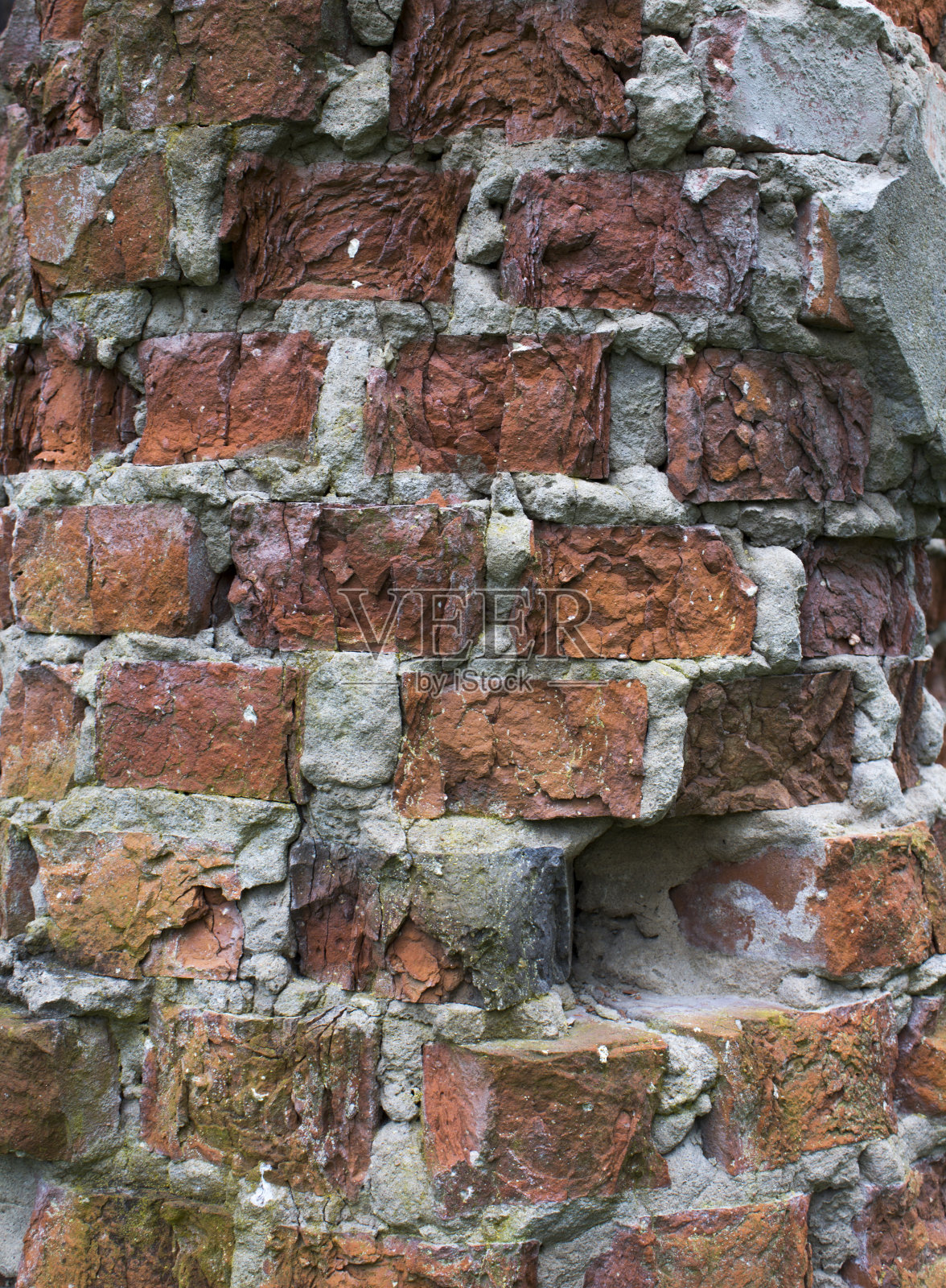 红砖墙特写。老砖墙纹理红砖。复古砖背景。照片摄影图片