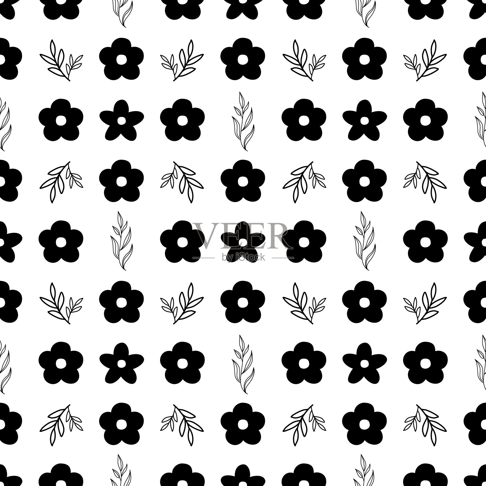 无缝花卉图案矢量。可爱的花卉表面图案无缝背景插画图片素材