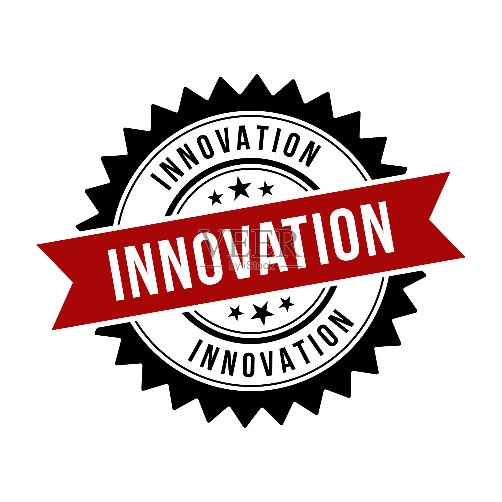 创新邮票，创新圆形标志带丝带插画图片素材