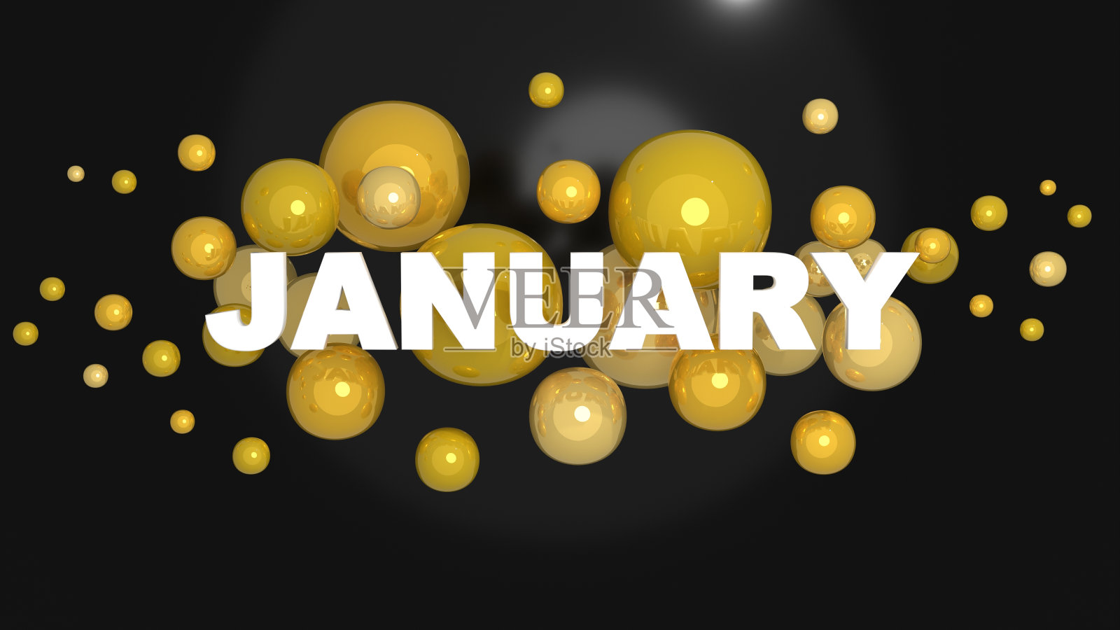 一月字多金泡沫黑色背景横幅照片摄影图片