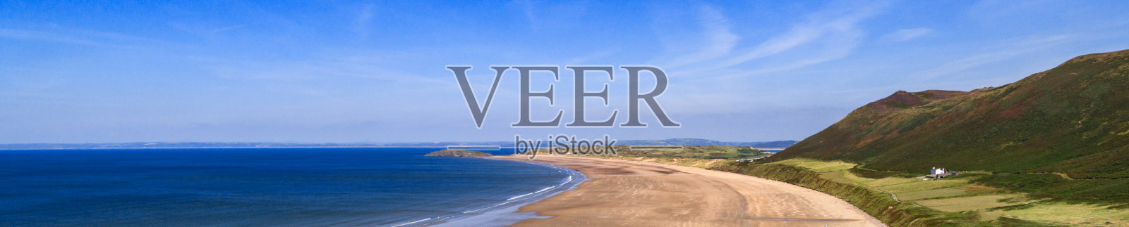 英国威尔士高尔半岛悬崖、海、海、岩、海岸线风景优美照片摄影图片