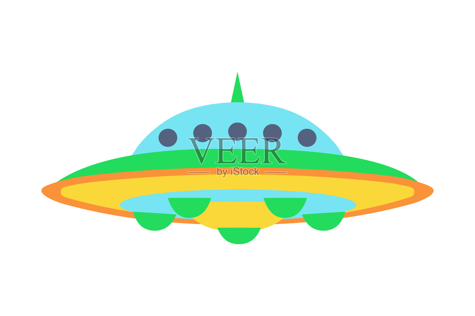飞碟。UFO飞行飞船。外星飞船。平面矢量插图。插画图片素材