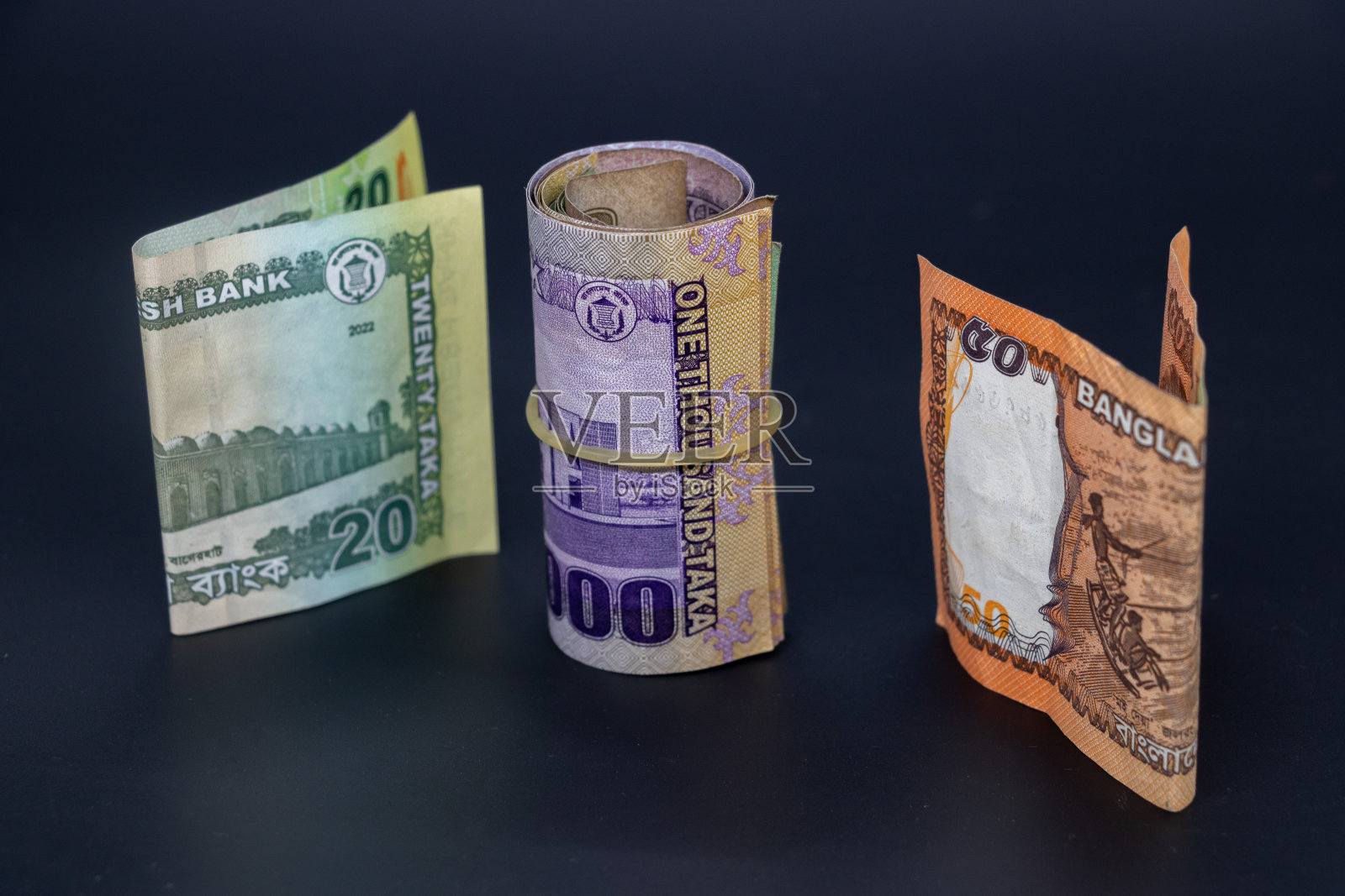 孟加拉银行的钞票或孟加拉的钞票，塔卡或货币照片摄影图片