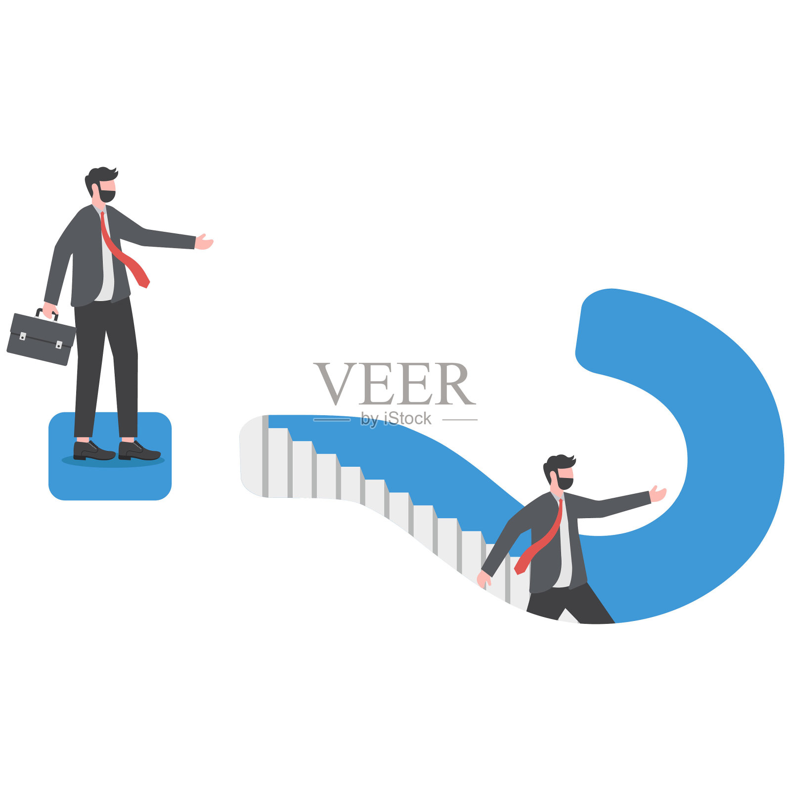 商人和问号。不确定性概念中的艰难选择插画图片素材