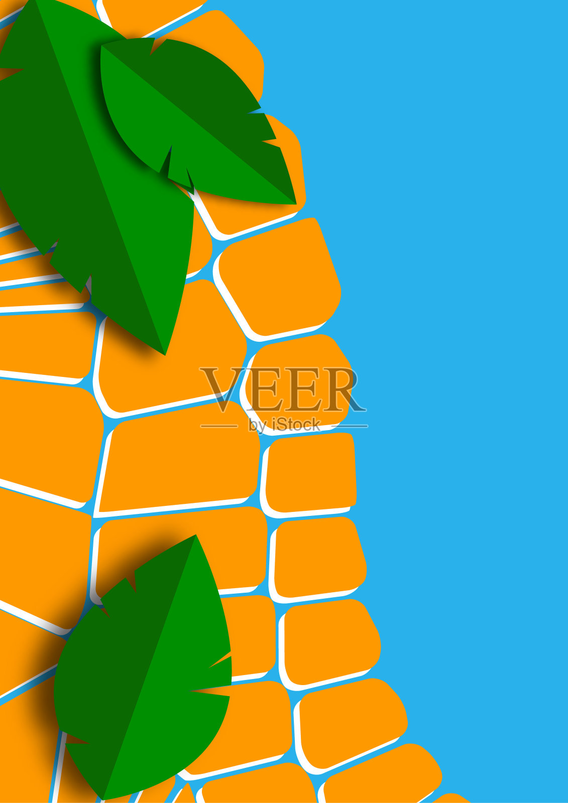 现代抽象的背景与切割出孤立的叶子几何形状。向量插画图片素材