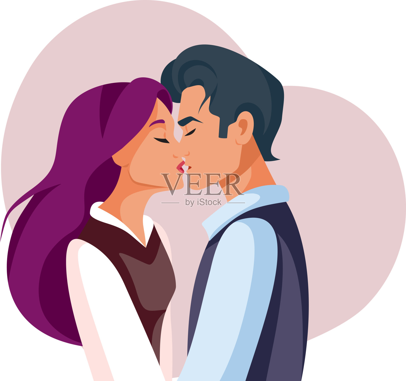 快乐浪漫情侣接吻矢量卡通插画插画图片素材