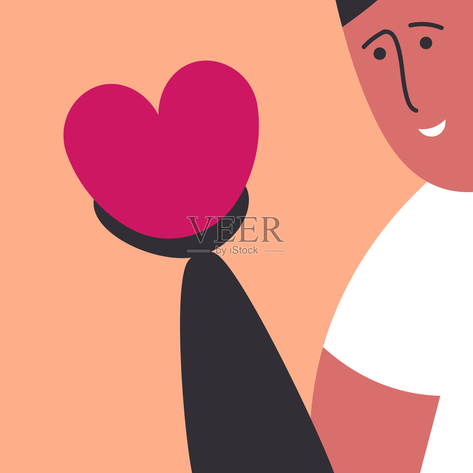 带着假肢手臂的男人捧着一颗心插画图片素材