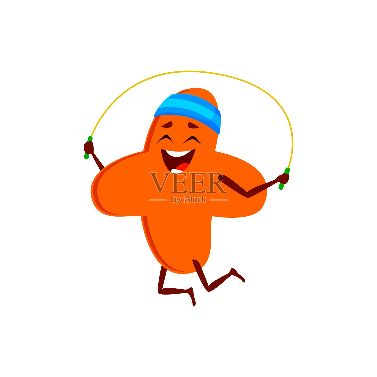 卡通搞笑加上符号人物用绳子跳插画图片素材