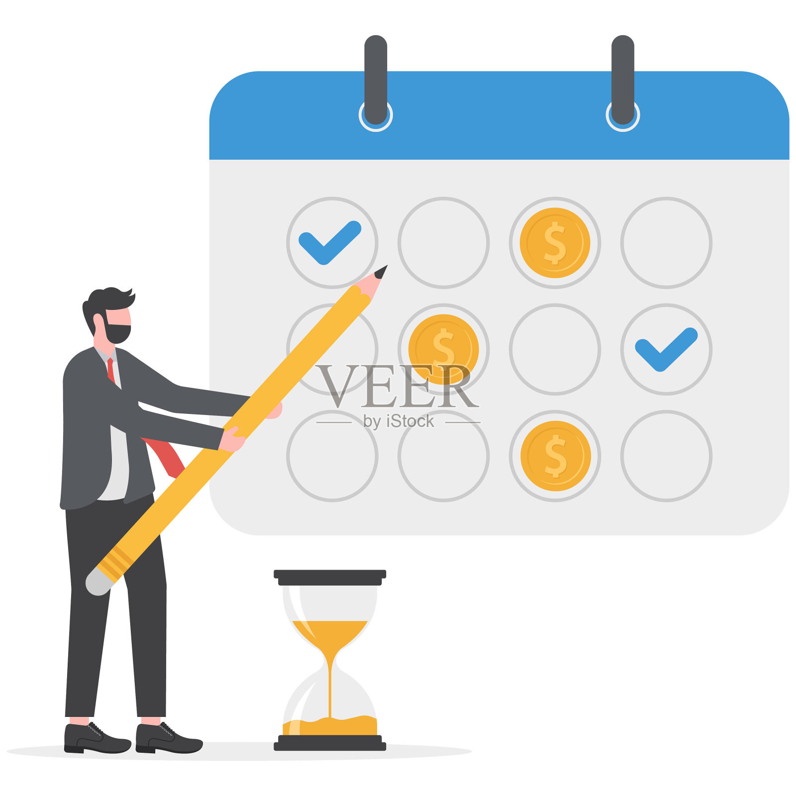 付款时间表，付款到期日和财务稳定概念插画图片素材