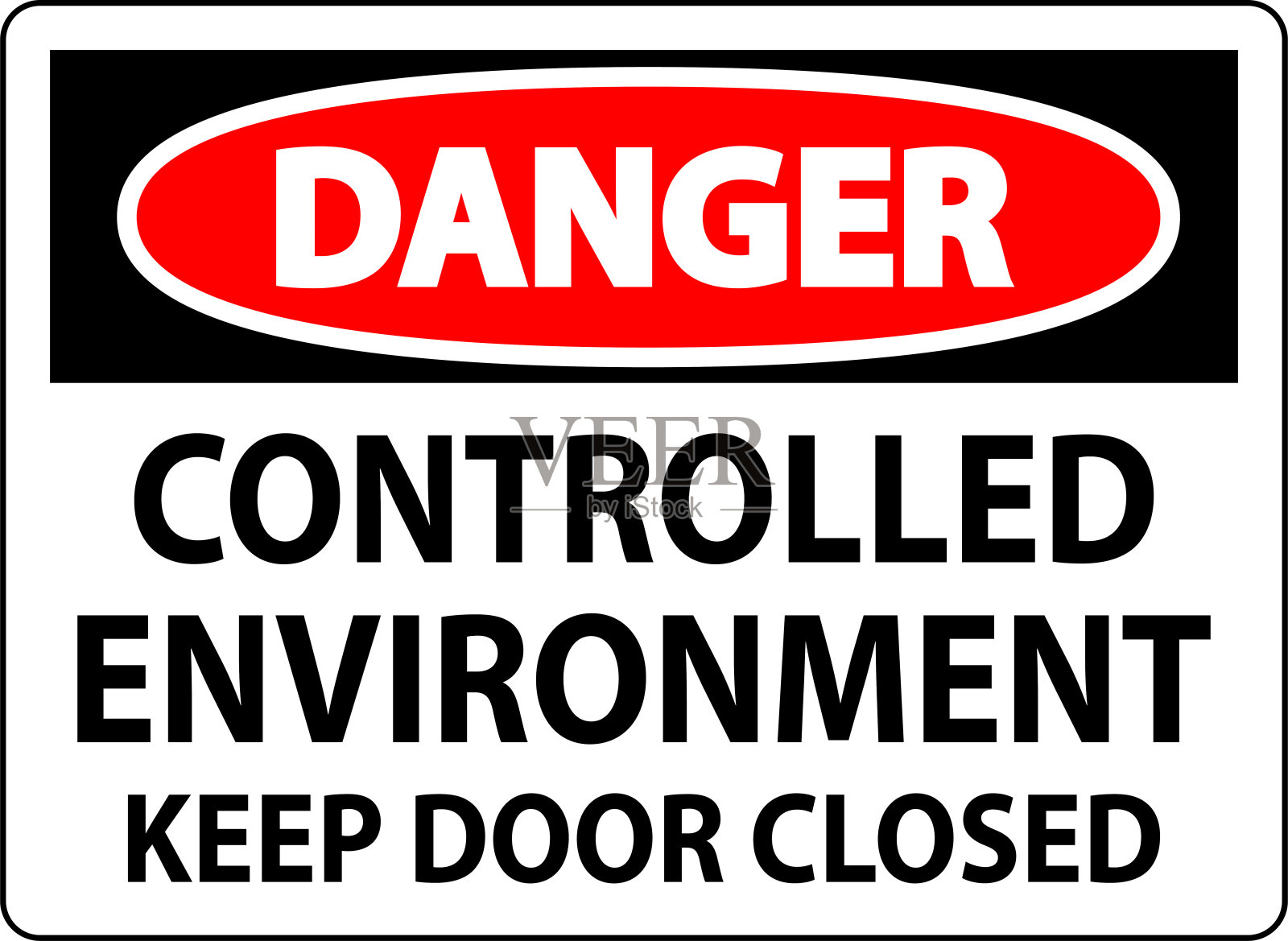 危险标志，受控环境，保持门关闭插画图片素材