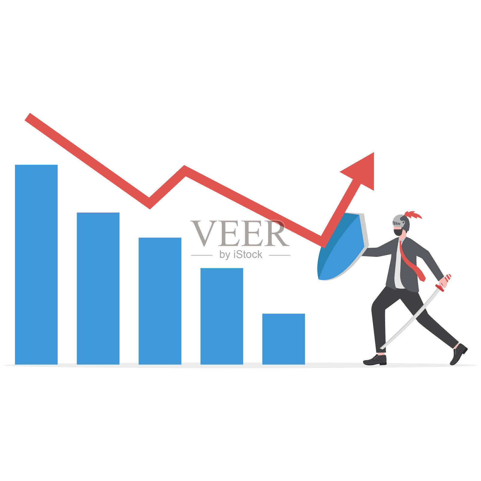 商人用箭头向下的图形战斗插画图片素材