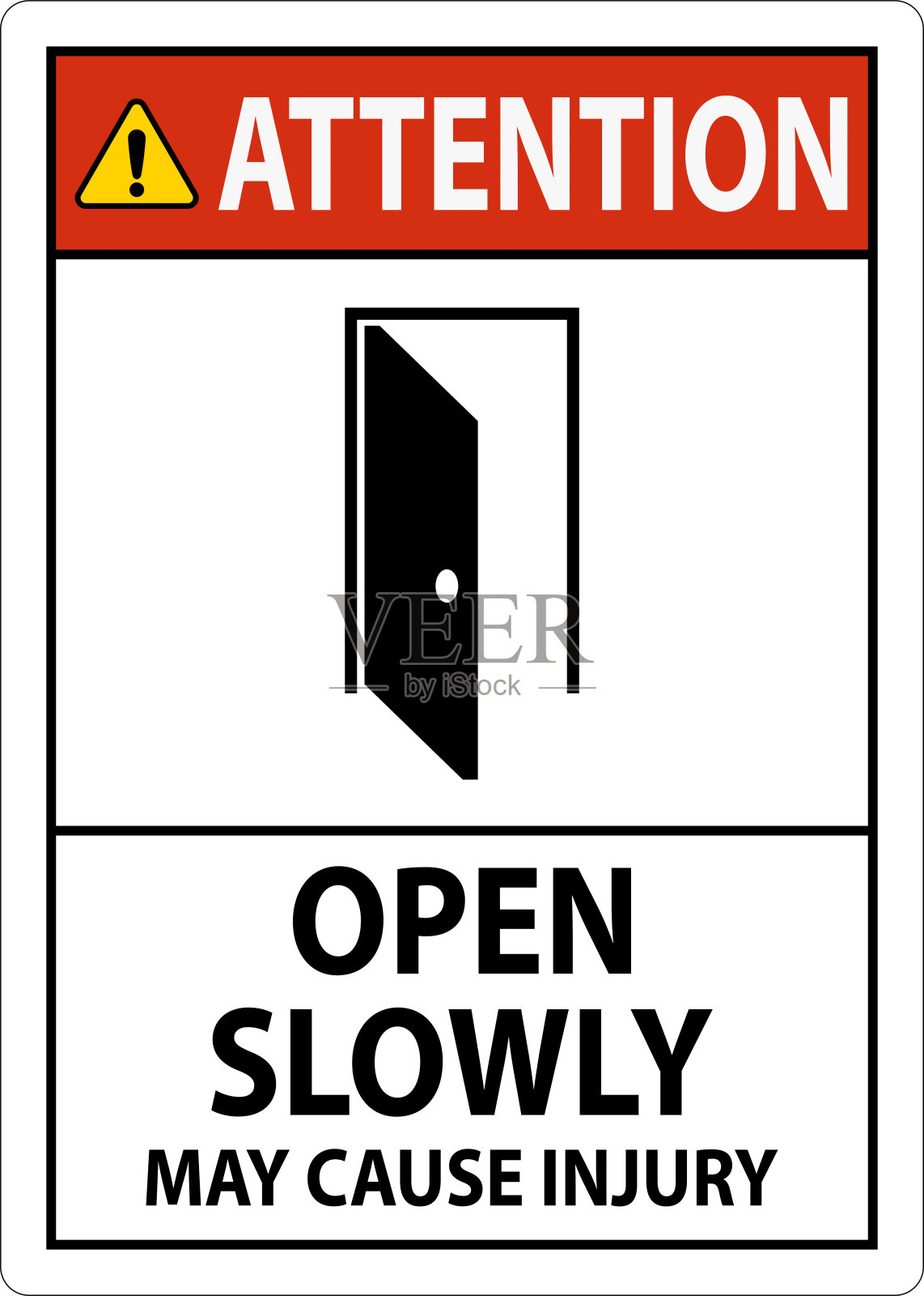 注意标志，缓慢打开，可能造成伤害插画图片素材