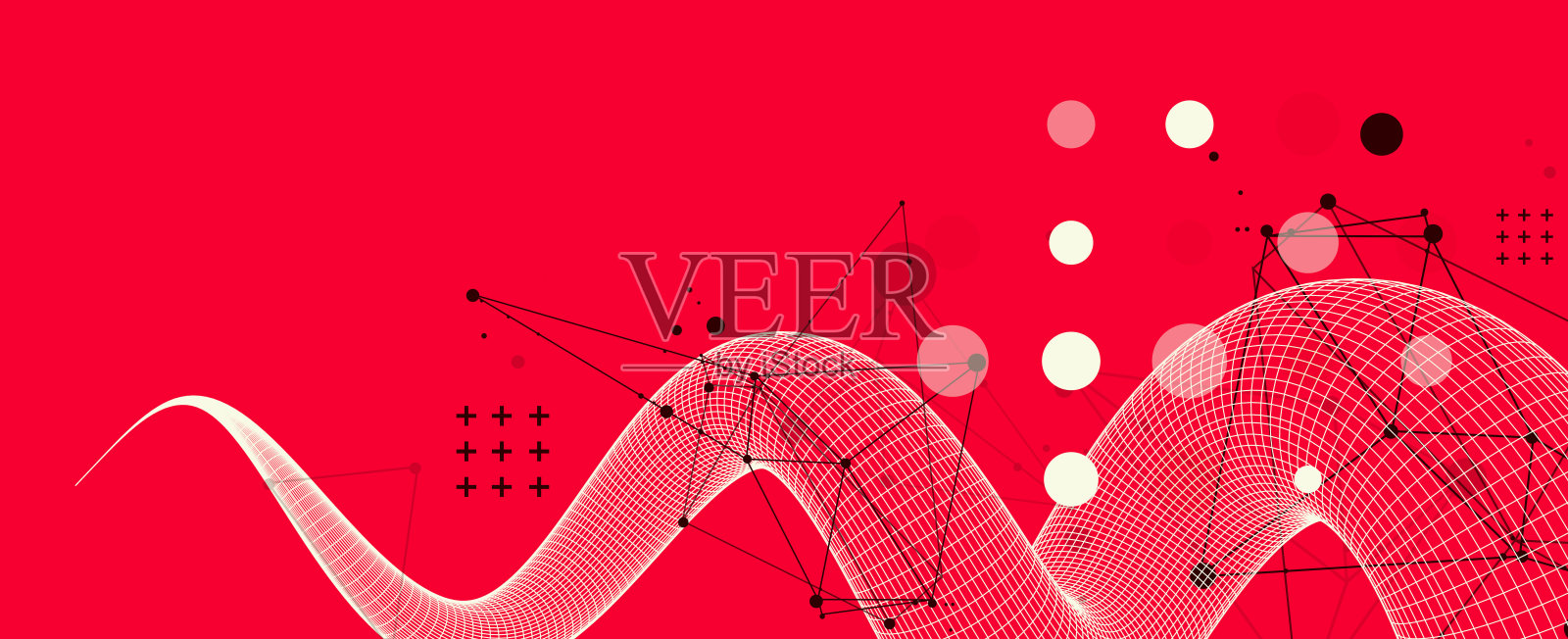 现代科技艺术背景。手绘矢量线框触手。插画图片素材