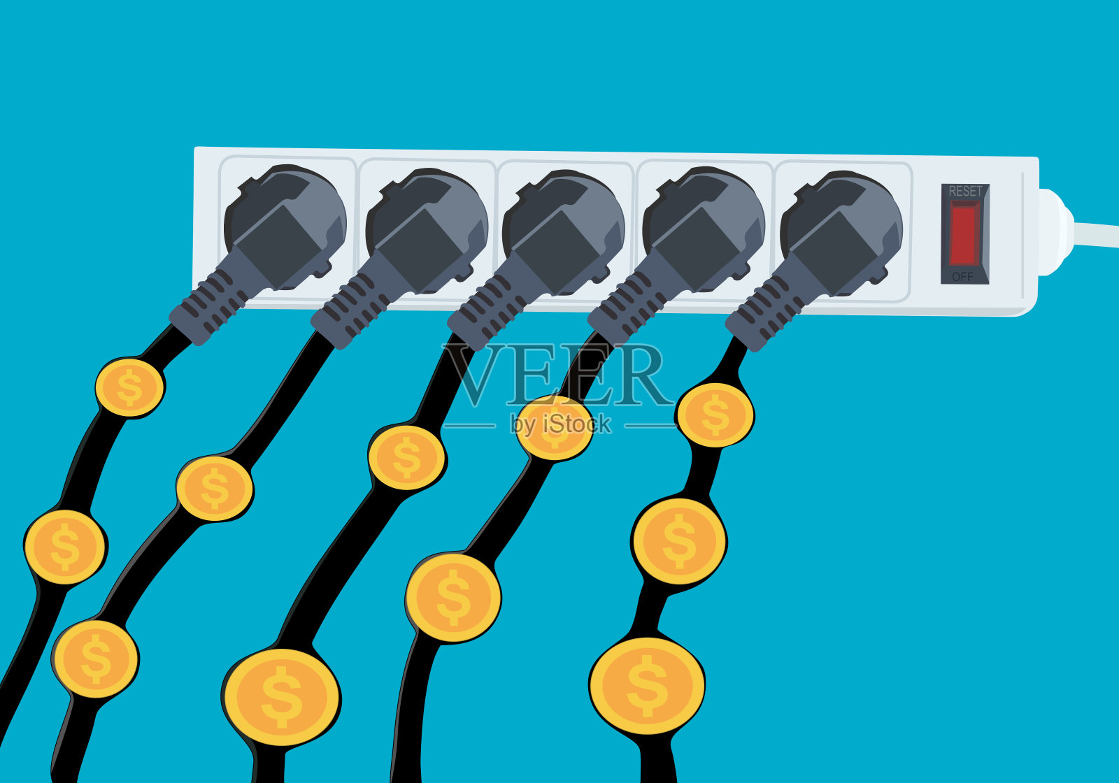 公用事业费用是指与租用物业有关的公用事业和家庭能源费用(例如，电力、天然气、水和下水道、垃圾清除和能源……)插画图片素材