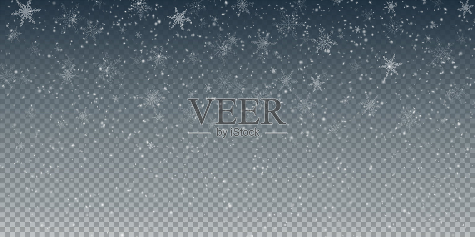 圣诞背景与小雪花飘落。暴风雪效果模糊，寒风带雪。假日粉雪用于卡片、请柬、横幅、广告。插画图片素材