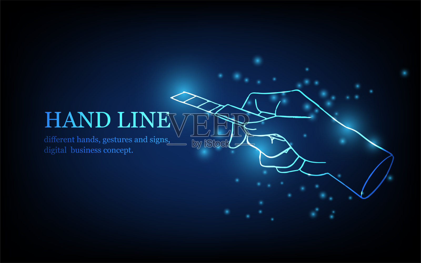 人的手线，不同的手，手势和标志，数字商业理念，未来的数字创新背景矢量插图。插画图片素材