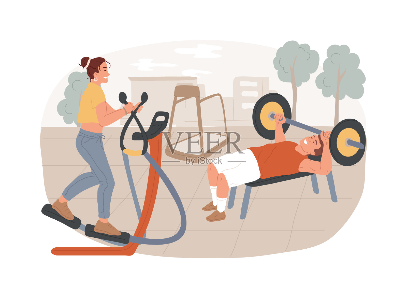 户外锻炼孤立的概念矢量插图。插画图片素材