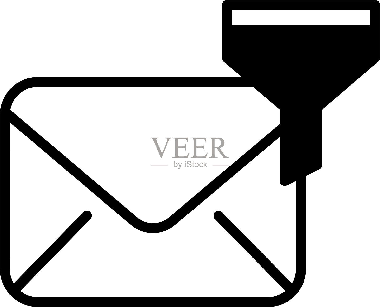 排序邮件固体字形矢量插图插画图片素材