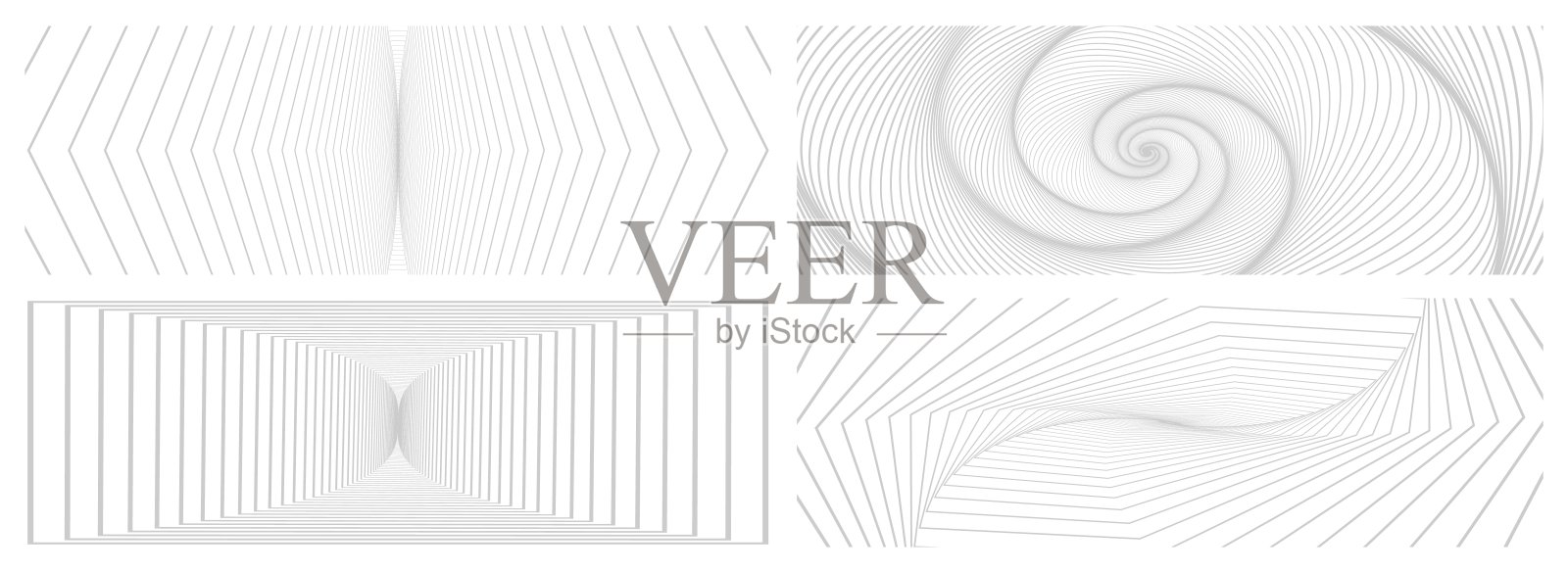 波浪流动的线条在抽象的背景集。抽象弯曲的线条涟漪效应图形。简单的设计。具有弯曲波的当代矢量图形。矢量图插画图片素材