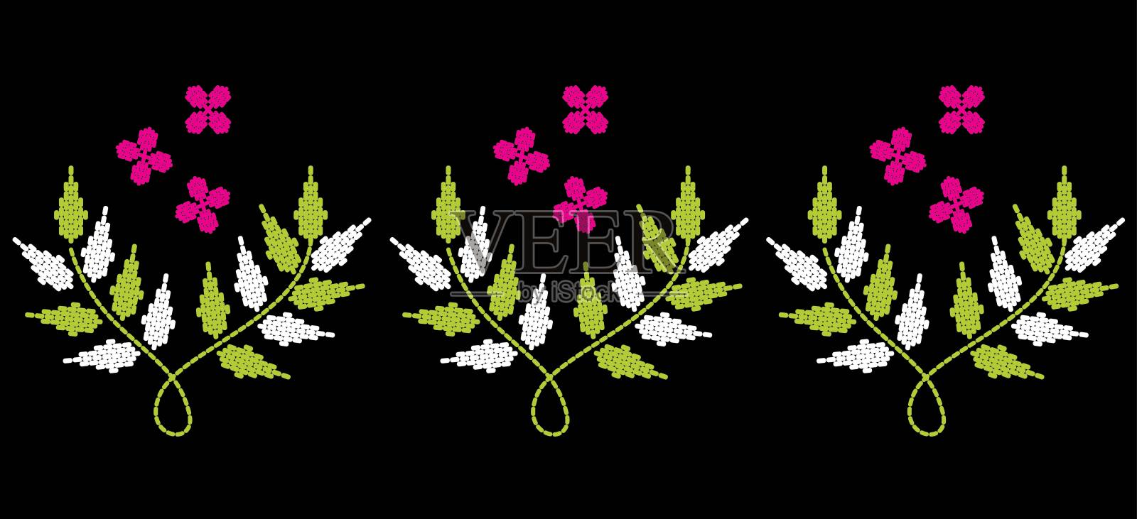 美丽的图案刺绣花卉插画图片素材