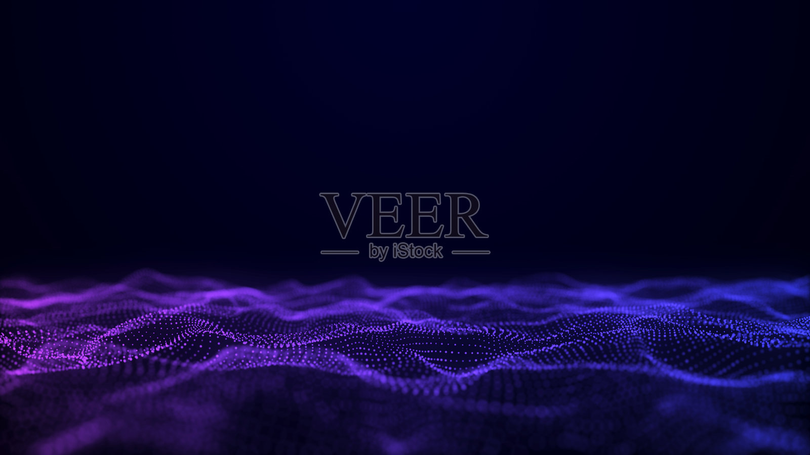 抽象波与蓝色的光在黑暗的背景。带有移动点的科学背景。网络连接技术。带有粒子的数字结构。3 d渲染。插画图片素材