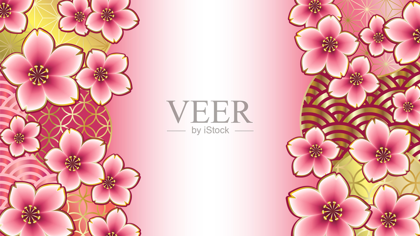 日本传统图案的樱花。副本的空间。插画图片素材