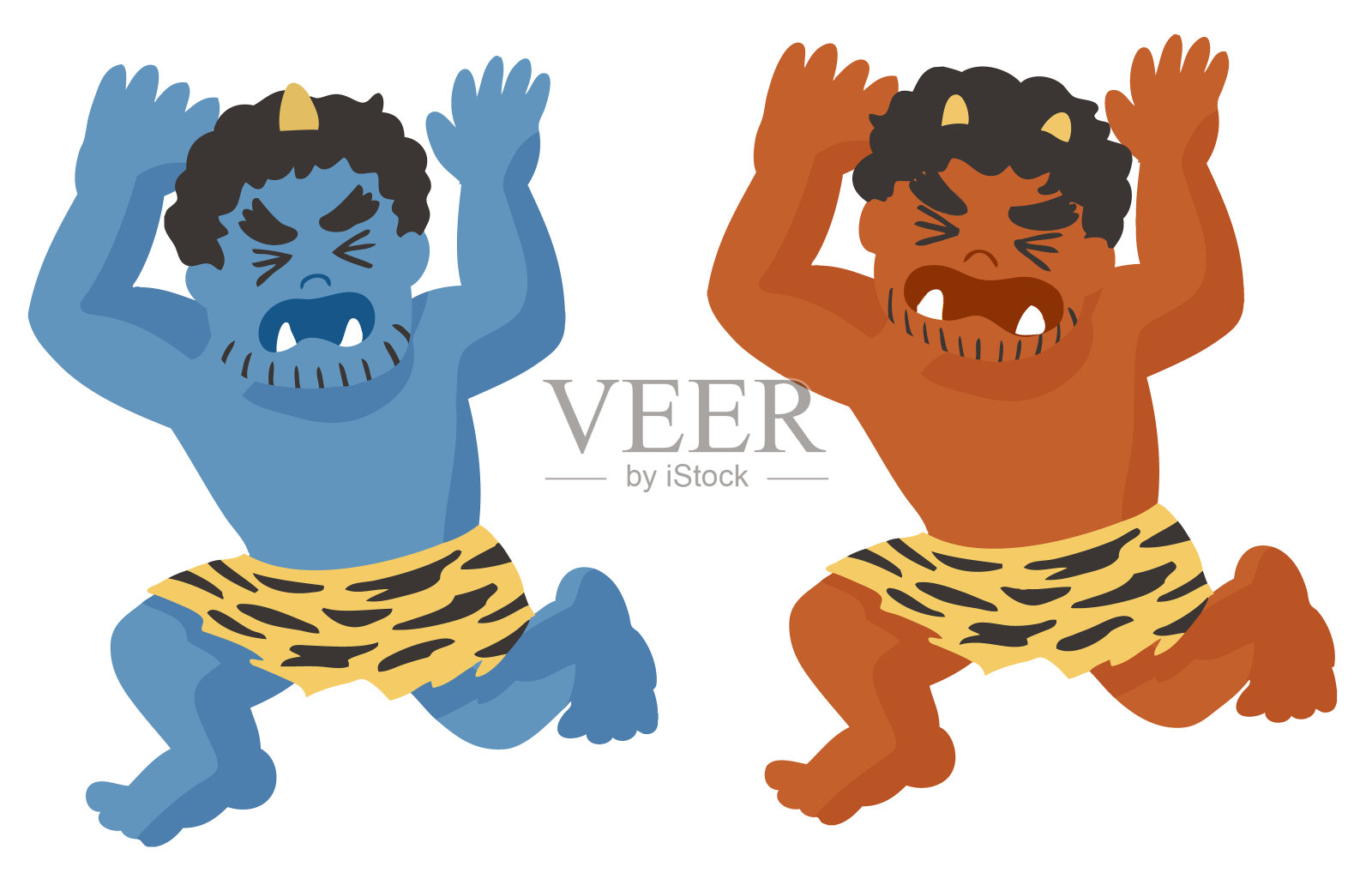 红魔和蓝魔跑了插画图片素材